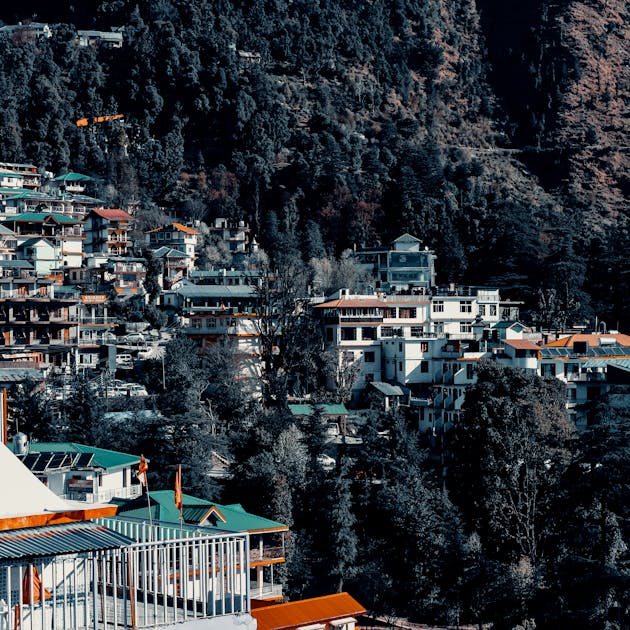 Charming hillside town nestled in the Himalayas showcasing scenic beauty and vibrant architecture.