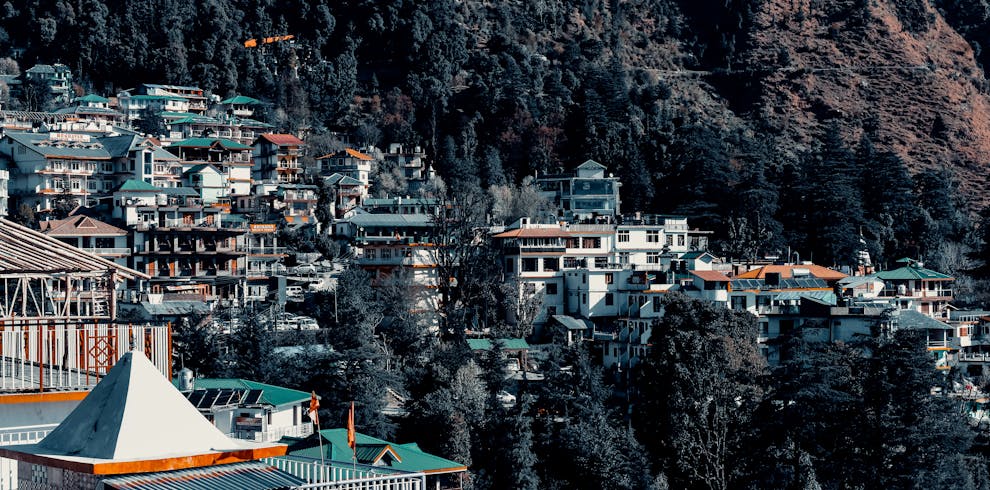 Charming hillside town nestled in the Himalayas showcasing scenic beauty and vibrant architecture.